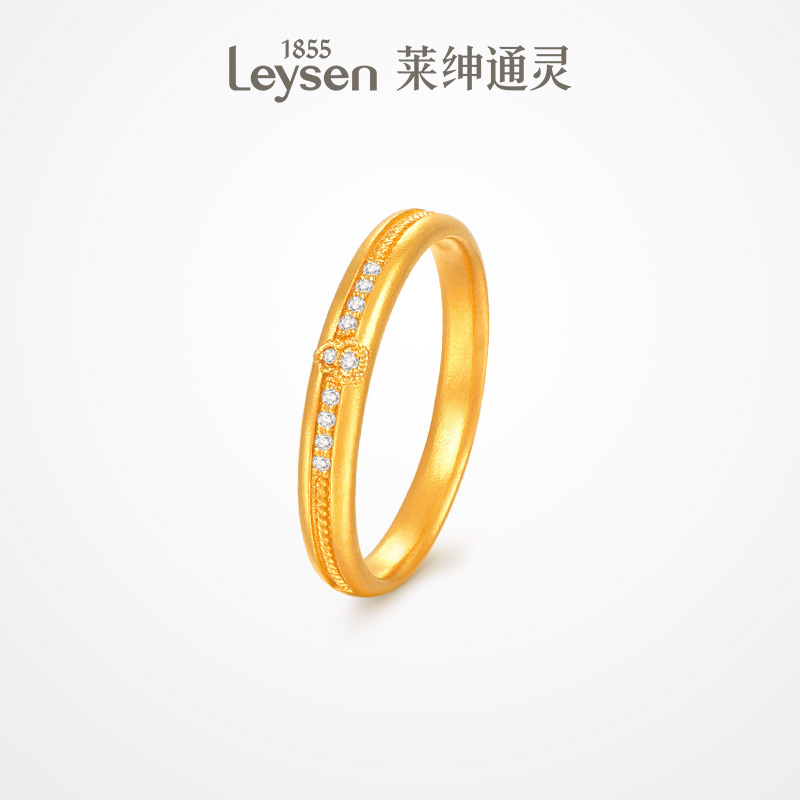 【520新品】莱绅通灵 新国风系列 葫芦 钻石999足金古法黄金戒指