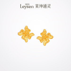 【计价金】莱绅通灵鸢尾花开系列小鸢尾足金耳钉足金999