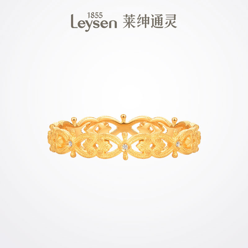 【商场同款】莱绅通灵珠宝 传世金 罗曼之心系列 999足金黄金戒指