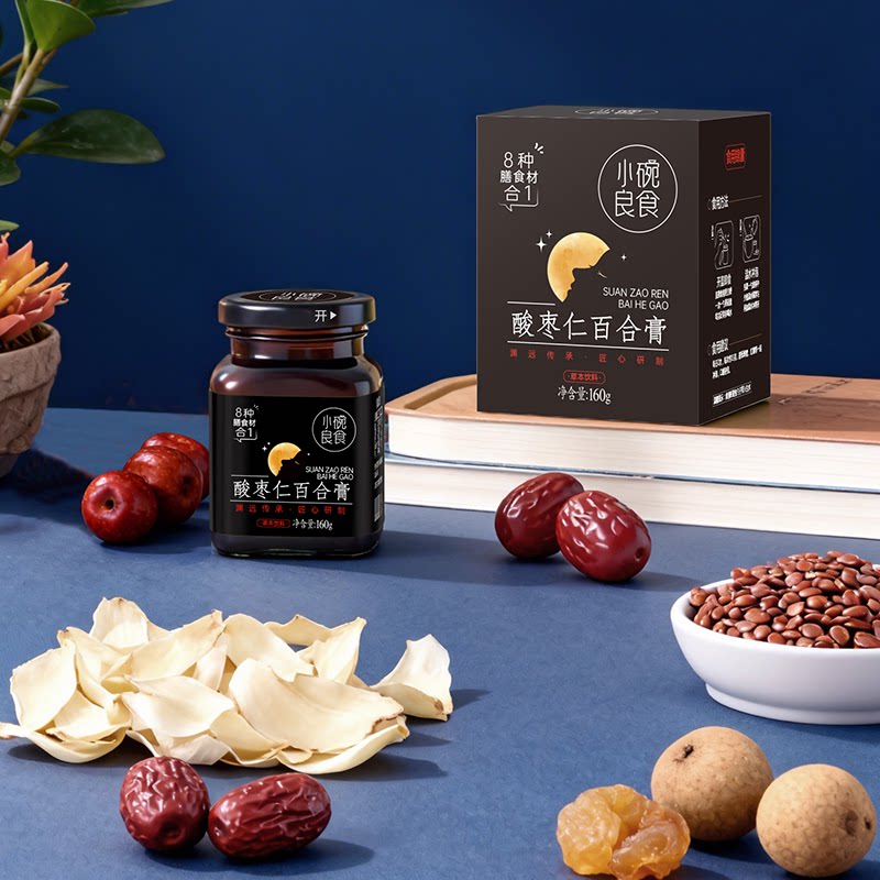 小碗良食酸枣仁膏睡前喝枸杞玉竹龙眼肉黑枣百合晚安正品