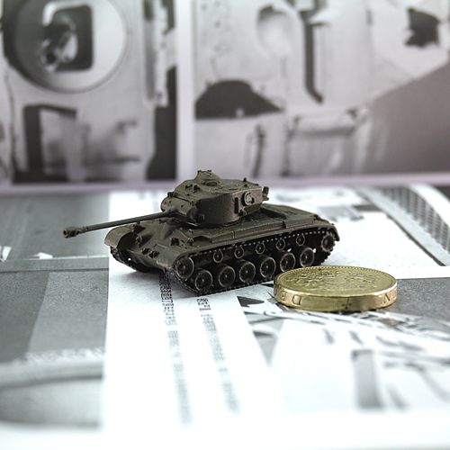 1/144预涂装军绿全金属铸造美国M26潘兴重型坦克成品军事模型摆件