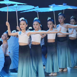 小兰花奖雨竹林傣族舞演出服黑色渐变无袖孔雀舞鱼尾裙民族舞服装