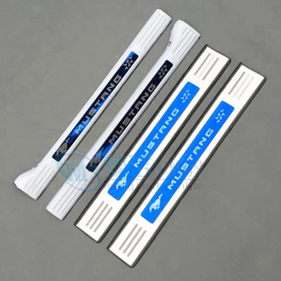 15-24款野马Mustang改装专用不锈钢加长迎宾踏板带车标内置门槛条