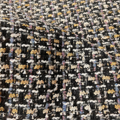 小香风布料 新款 大牌羊毛手工编织混纺粗花呢服装面料