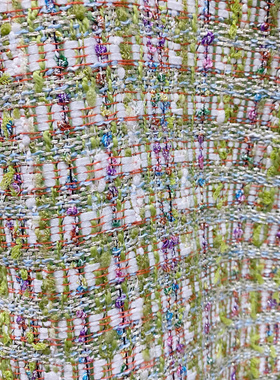 小香风布料 外贸进口 经典时尚 绿色混纺  粗花呢服装面料