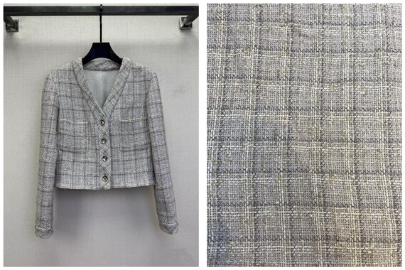 小香风 灰色 粗花呢混纺面料 香奶奶同款粗花呢系列布料