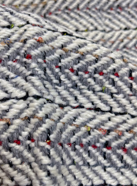 小香风布料 外贸进口 浅蓝灰色  混纺粗花呢服装面料