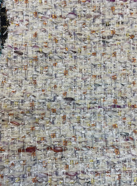 小香风布料 秋冬新品 灰色金丝手工编织混纺粗花呢服装面料