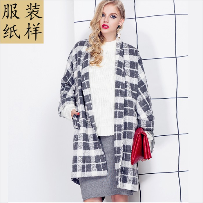 女中性青果领羊绒呢大衣外套样板DIY缝纫衣服排料裁剪板 服装纸样