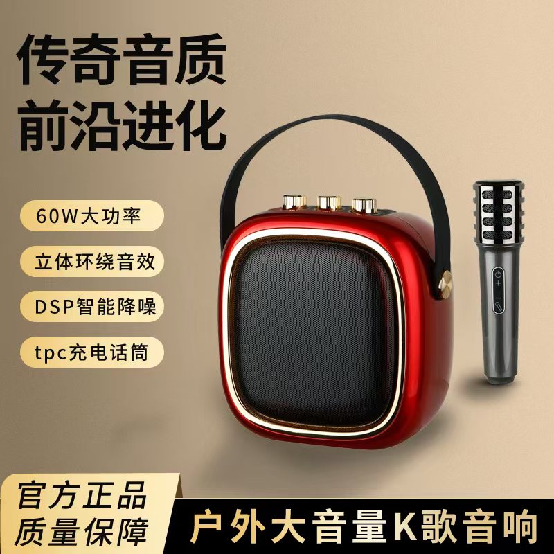 爱华露营家庭唱歌练习唱歌神器音箱话筒超长待机蓝牙插卡U盘低音