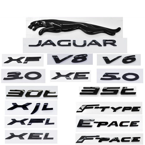 捷豹车标改装黑色XJ XJL XE XF FPACE FTYPE后尾箱豹子车标字母贴