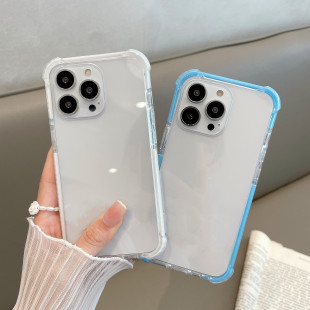 四角防摔透明凹槽手机壳适用iPhone16Promax苹果15Pro亚克力14max滴胶diy凹槽壳硬底软边二合一防撞条