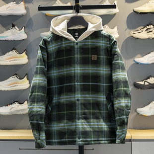 李宁男子棉服2026春季新款反伍系列宽松保暖连帽格子外套AFMW001