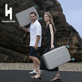 Hands Free宽拉杆pc行李箱大容量弹珠钢制实心轴承轮女学生拉杆箱