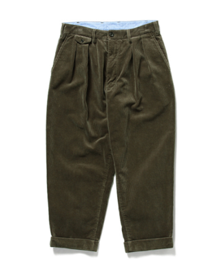 现货 23aw beams plus 休闲裤 双褶边灯芯绒宽松锥形翻边九分裤