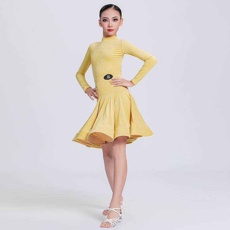 拉丁舞服女童比赛规定服冬款丝绒高级感少儿标准考级服分体裙赛服