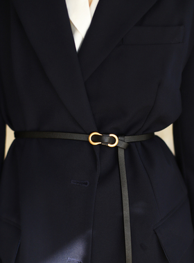 BluebluesSky小众设计头层牛皮自由调节无孔细腰带女百搭简约腰封