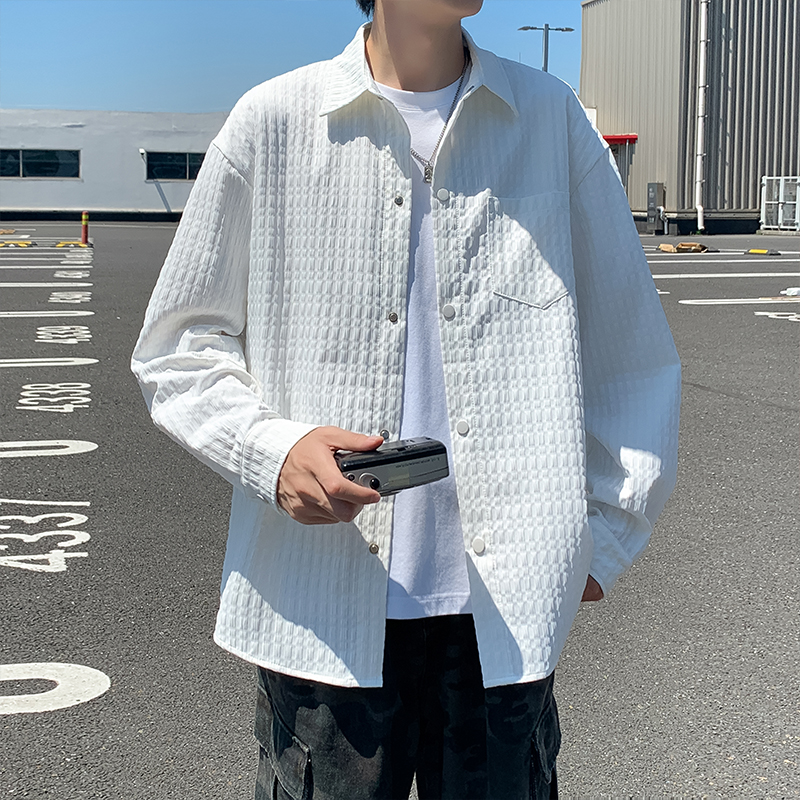 休闲衬衫男士秋季新款宽松舒适美式潮牌春秋款百搭长袖外套