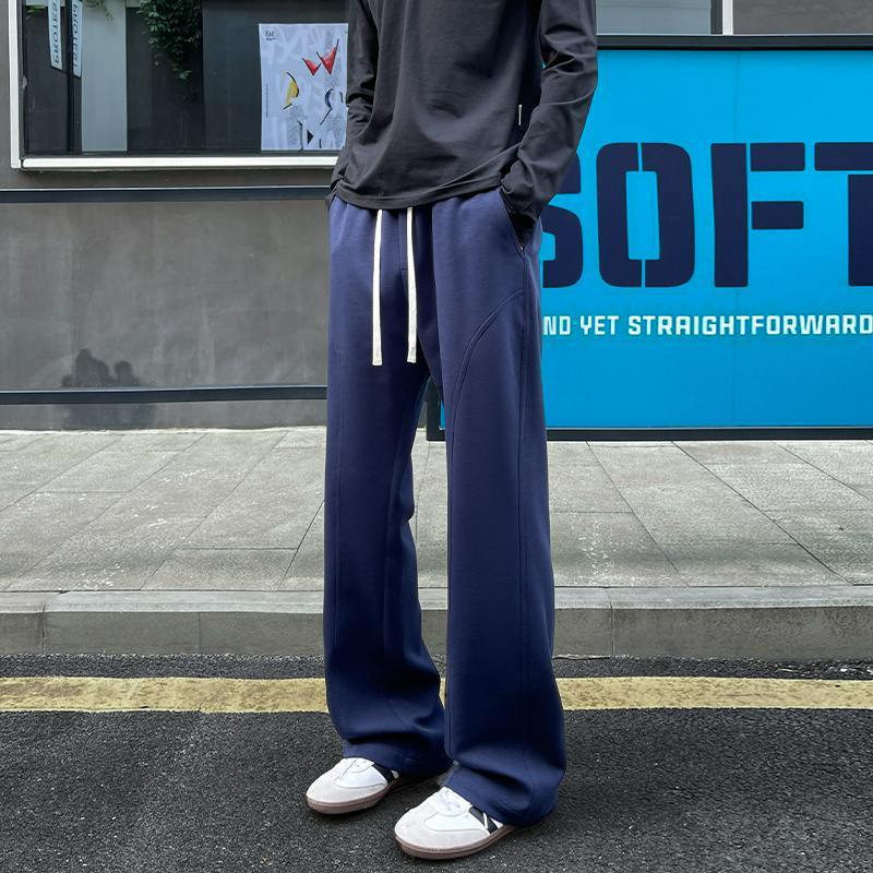 美式斜切弯刀卫裤男款春季cleanfit直筒修身微喇长裤休闲运动裤子