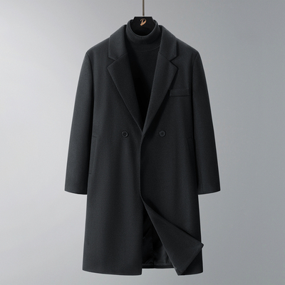毛呢大衣男士中长款2025新款春秋季百搭休闲英伦风呢子外套男款