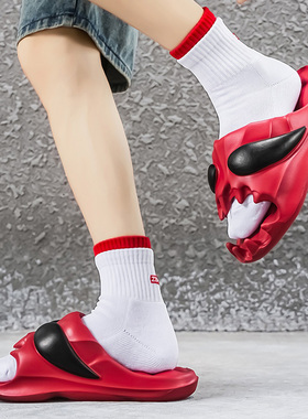 一字拖男夏防滑耐磨透气凉拖 骷髅头EVA踩屎感万圣节外穿厚底拖鞋