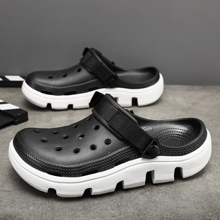 凉拖鞋夏洞洞鞋女士防滑软底包头沙滩鞋男女潮凉鞋室外拖鞋女外穿