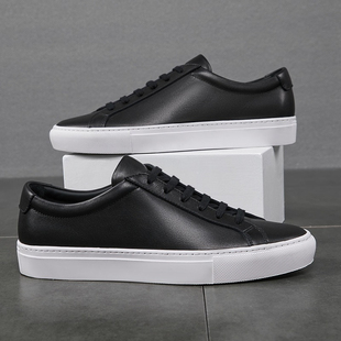 common小白鞋女真皮平底韩版休闲学生运动板鞋乐福潮情侣黑鞋男