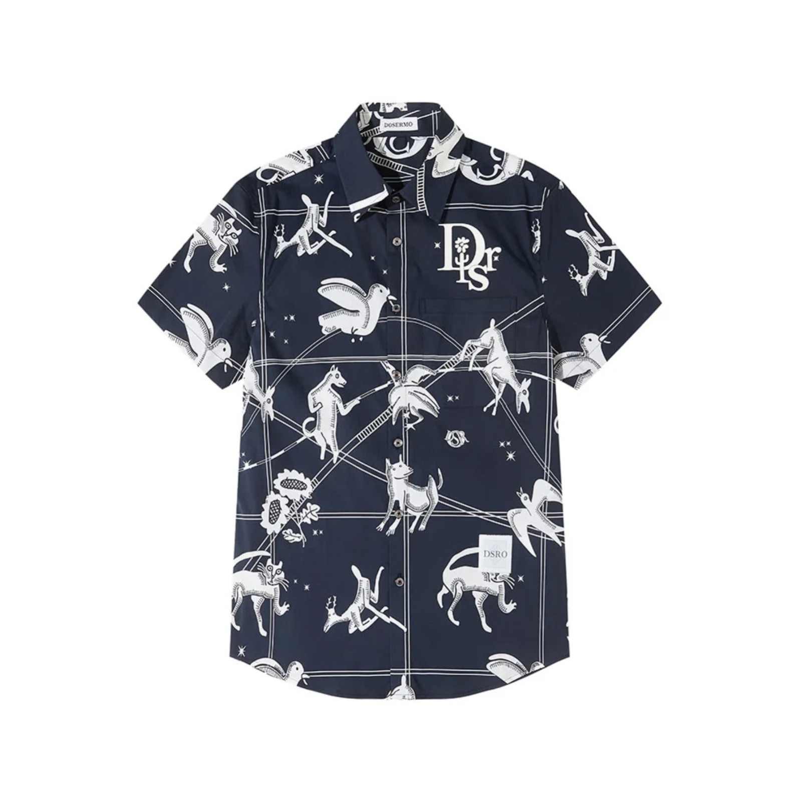 DOSERMO丹西摩26夏季新款奢侈男装动物花纹短袖衬衫休闲上衣正品
