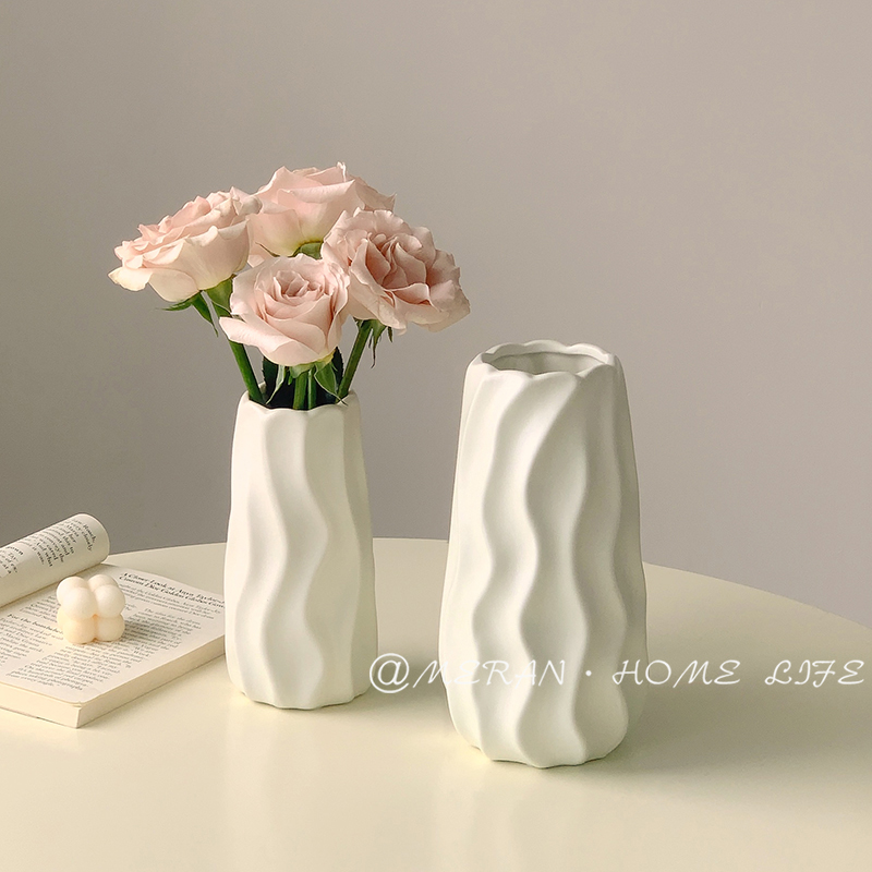 MERANins奶油风花瓶陶瓷摆件插花