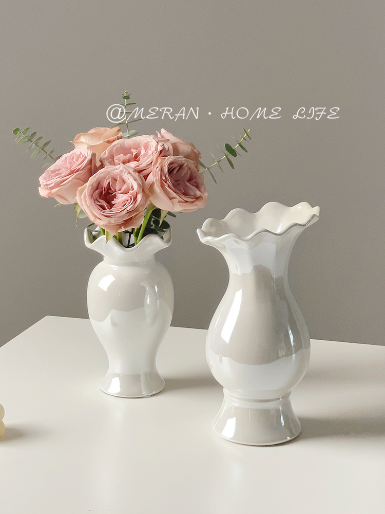 轻奢白色北欧现代陶瓷干花花瓶水培鲜花客厅意思装饰插花花器摆件 家居饰品 花瓶 原图主图