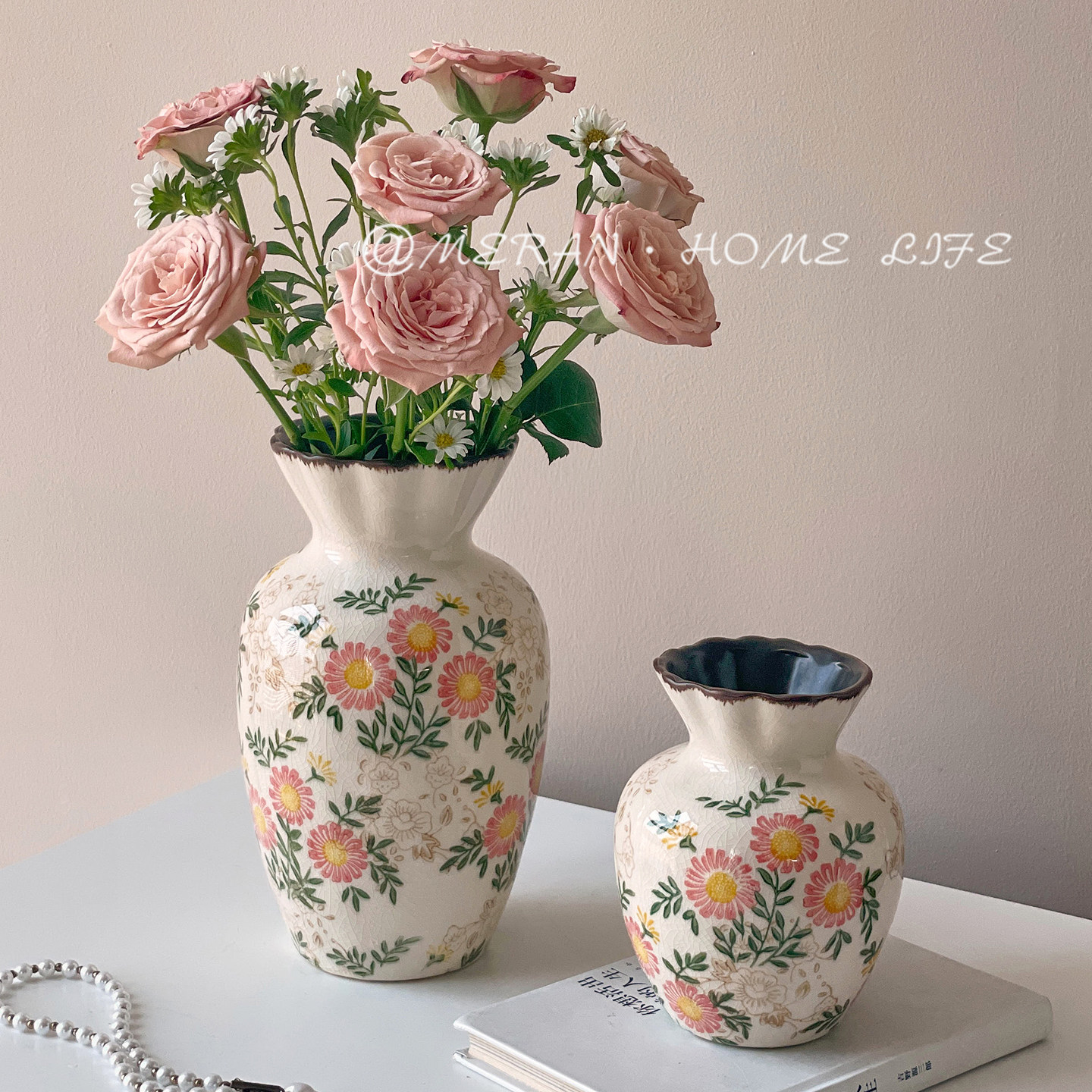 新中式复古陶瓷花瓶摆件水培插花客厅餐桌装饰品花器小众田园风,家居饰品,花瓶,淘宝优惠券,粉丝福利购,淘宝优惠卷