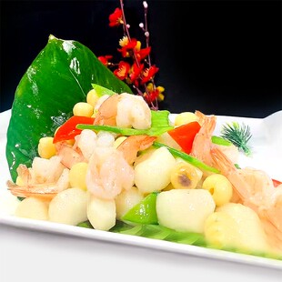 荷塘小炒马蹄荸荠莲子虾仁速冻蔬菜预制菜速冻食品炒菜饭店食材