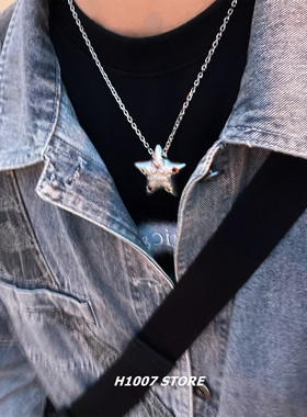 枪黑色星星长版男项链女