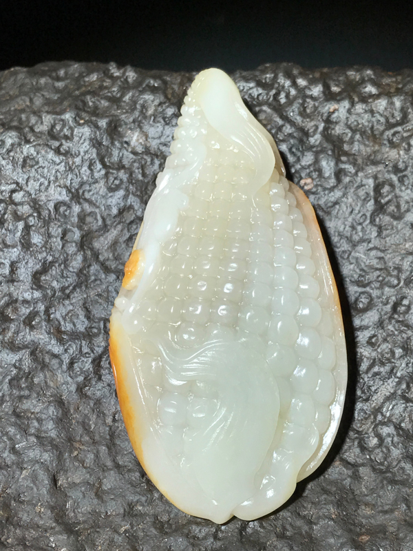 新疆和田玉红皮籽料 原籽玉米猴子多子多福挂件 手把件