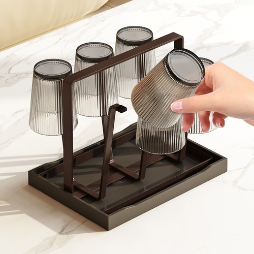 桌面杯架杯子沥水收纳架带托盘