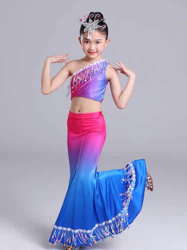 儿童傣族舞蹈服傣家小妹傣笠服装