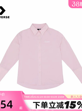 Converse匡威26春季新品休闲叠穿翻领长袖衬衫女上衣 WCJ447-AJK