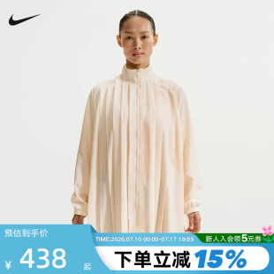Nike耐克2026新款女子气质法式长袖衬衫连衣裙米色裙 IF0559-103