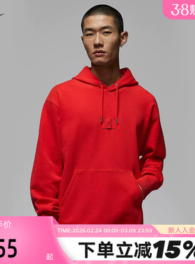 NIKE耐克新年马年限定男红色薄绒卫衣套头连帽衫春JORDAN FV7248