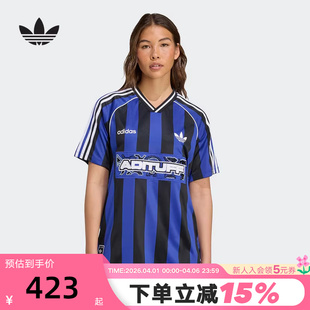 adidas阿迪达斯三叶草V领足球衫 T恤KD2274 秋女复古ADITUFF短袖