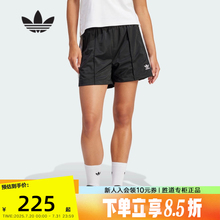 阿迪达斯三叶草五分裤女裤复古三条纹宽松透气黑色运动短裤IU2425