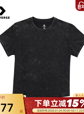 Converse匡威夏女圆领休闲简约修身全棉短袖T恤 WCH665-023