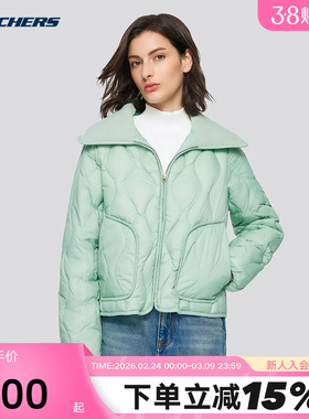 Skechers斯凯奇秋冬女士修身时尚梭织轻薄羽绒外套 L424W180/003K