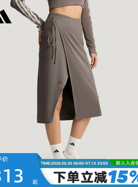 adidas阿迪达斯三条纹半身裙2026夏女侧开叉包臀过膝长度 KV9248