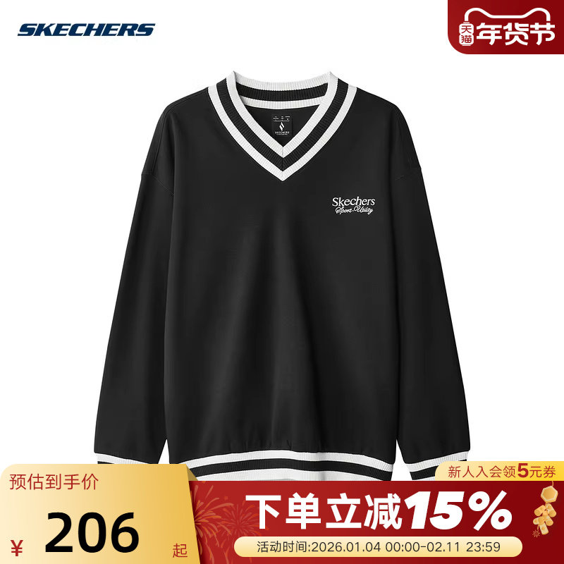 斯凯奇男士针织套头卫衣时尚V领上衣套头衫 L324M028/0018,运动服/休闲服装,运动卫衣/套头衫,淘宝优惠券,粉丝福利购,淘宝优惠卷