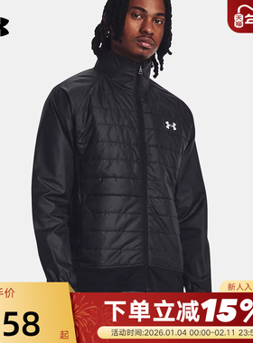 安德玛Launch Insulated Run男跑步运动外套拉链夹克 1380868-001