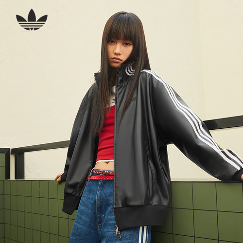 adidas阿迪达斯三叶草TRACK TOP仿皮夹克2026春男女PU外套 KQ5472