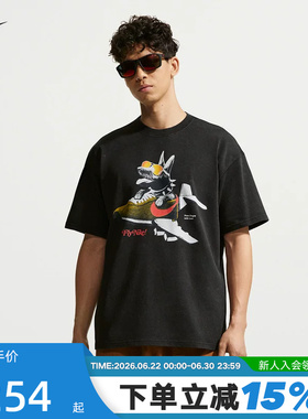 NIKE耐克男T恤26夏新款黑色宽松透气图案印花短袖上衣IR7585-010