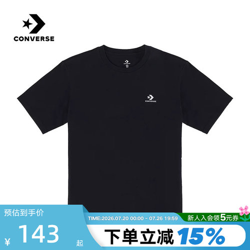 Converse匡威男士运动休闲短袖黑色百搭潮流舒适T恤 MCH688-023