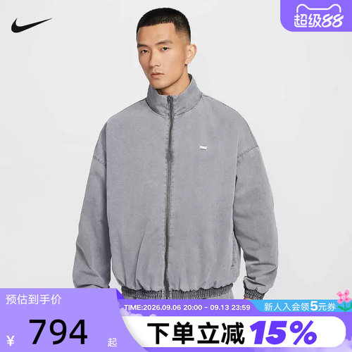 耐克德文布克男子篮球运动夹克春新款复古做旧立领外套IF1549-010